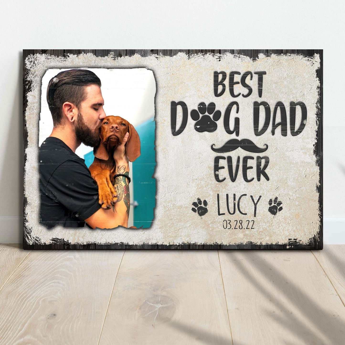 Póster personalizado del Día del Padre con el mejor perro papá del mundo, lienzo