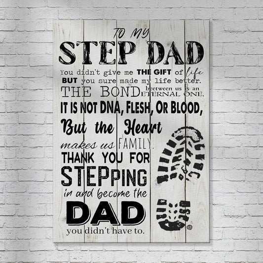 To My Stepdad, Bonus Dad Father's Day Poster, Canvas