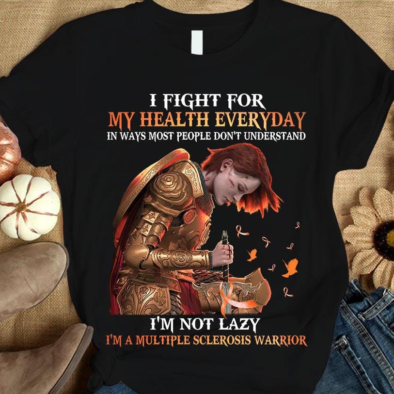 Lucho todos los días, camiseta de concienciación sobre la esclerosis múltiple, mujer con lazo naranja