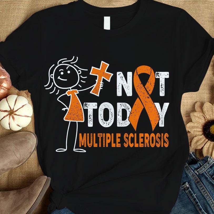 Camiseta de apoyo para la concienciación sobre la esclerosis múltiple, hoy no, niña con lazo naranja