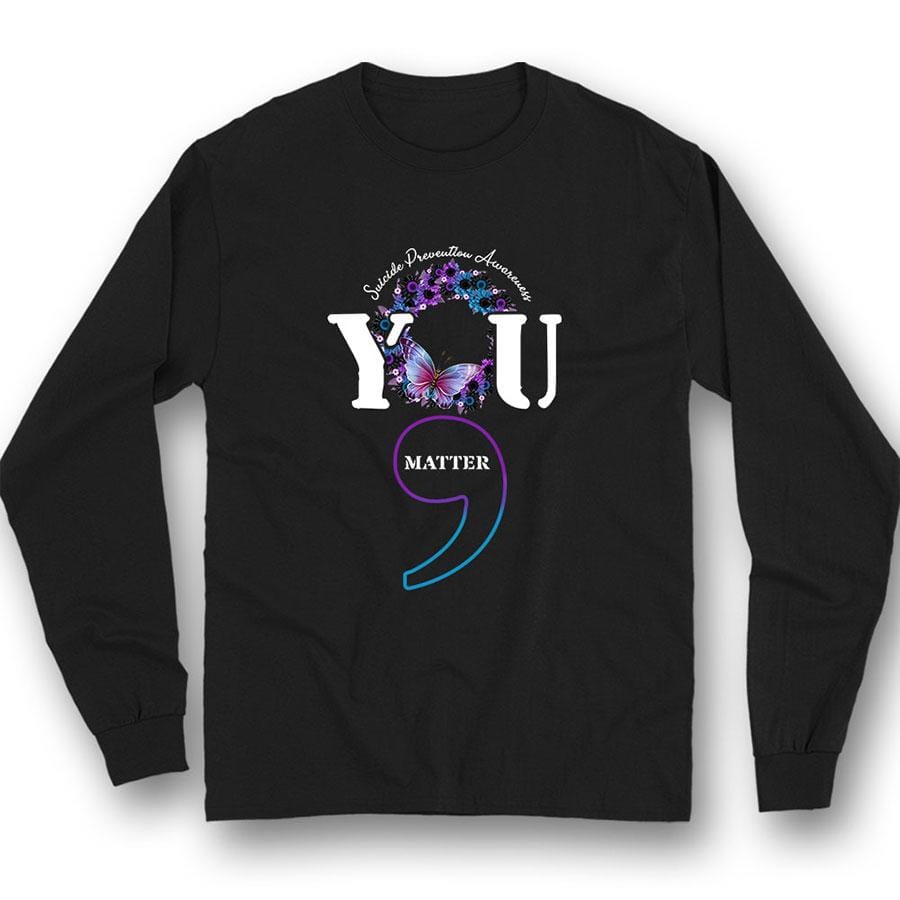 Camisetas con el mensaje "You Matter", camisetas con punto y coma de mariposa, camisetas de concienciación sobre el suicidio