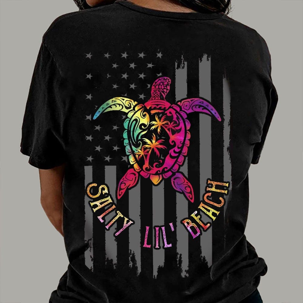 Camisetas con bandera estadounidense y tortugas de Salty Lil' Beach