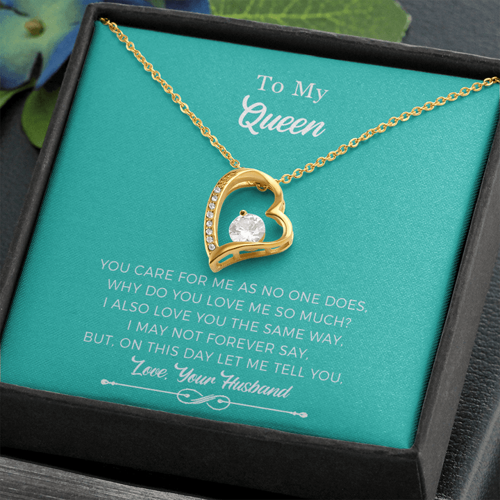 Para mi reina collar de mi esposo: me cuidas como nadie lo hace, ¿por qué me amas tanto?