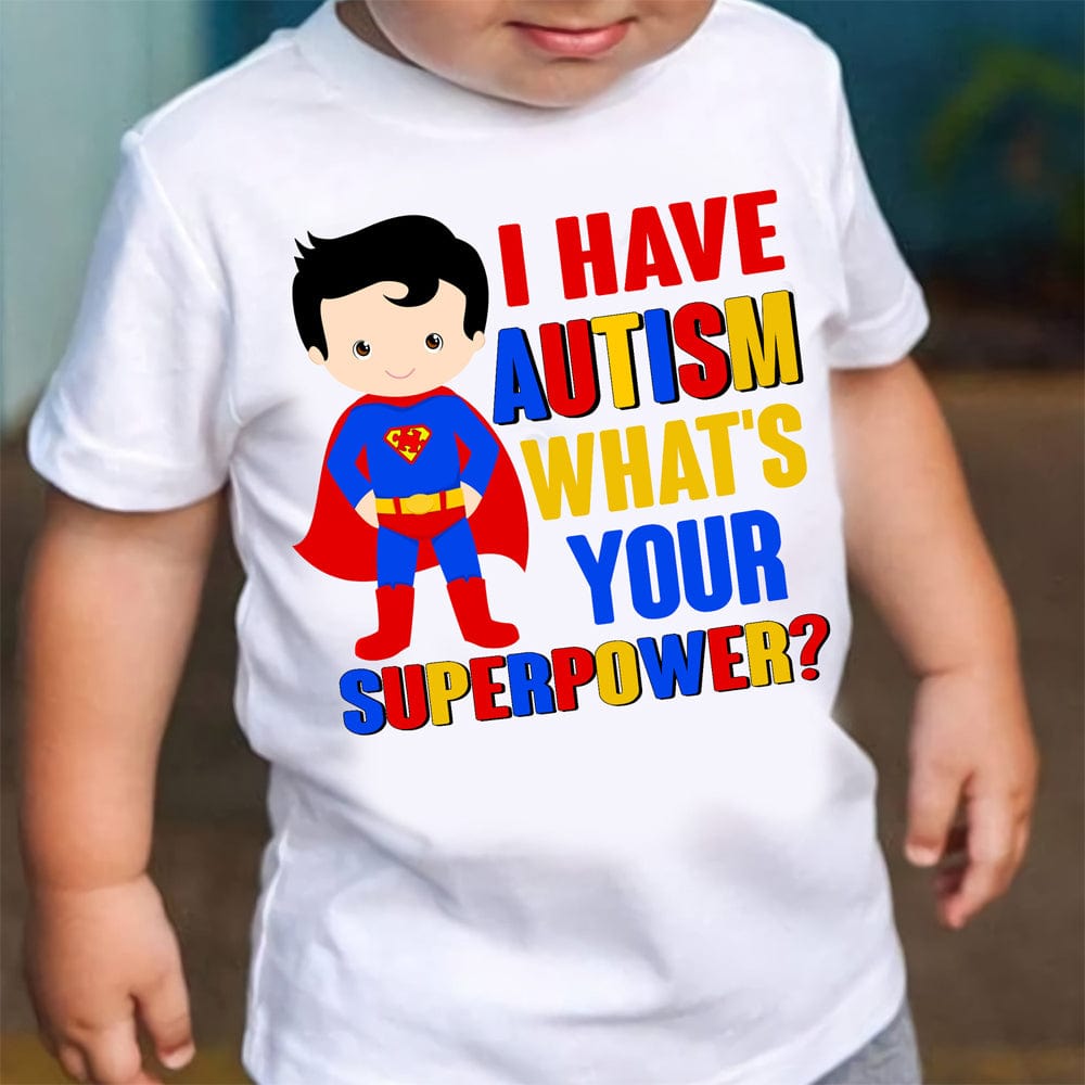 T-shirt Homme Coton Autism Is My Superpower - Marque Gildan, Coupe Loose, Manches Courtes - Neuf Sans étiquettes