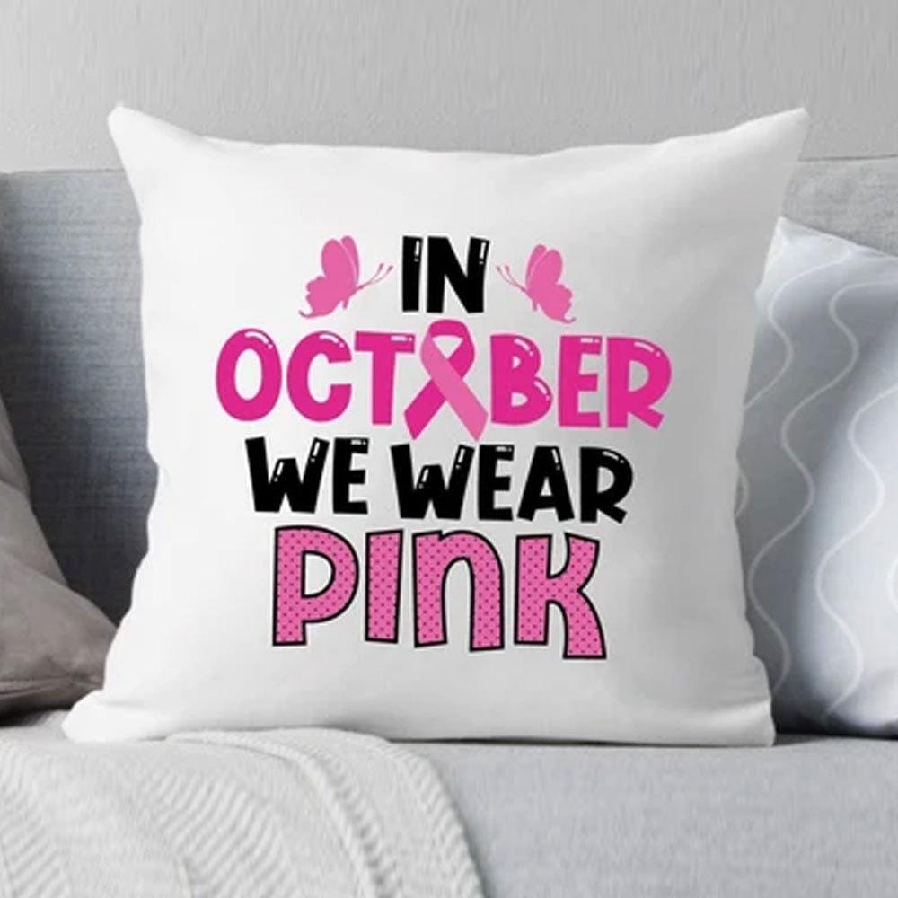 Almohada del mes de concientización sobre el cáncer de mama En octubre usamos rosa, almohada de lino