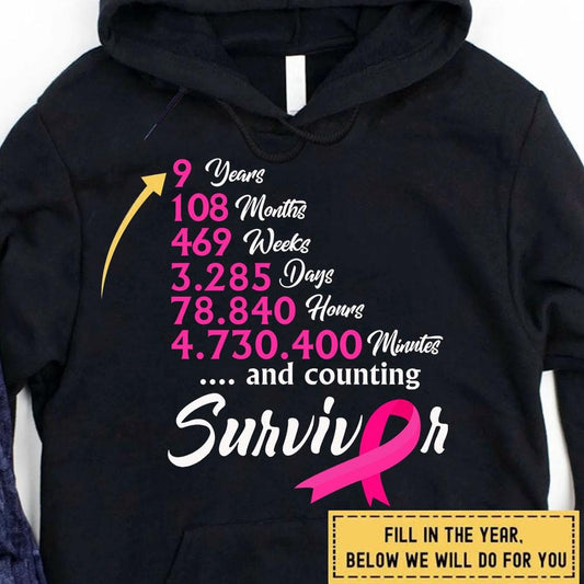 And Counting, Survivor Personalized Breast Cancer Hoodie, Shirt