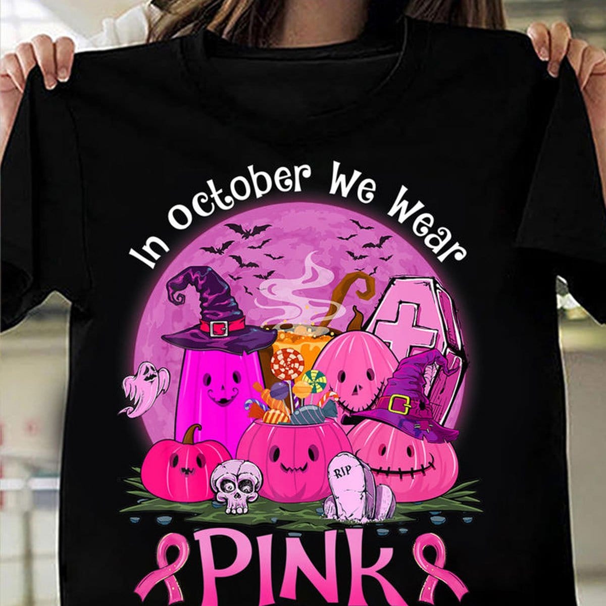 In October We Wear Pink, Halloween Breast Cancer Shirts