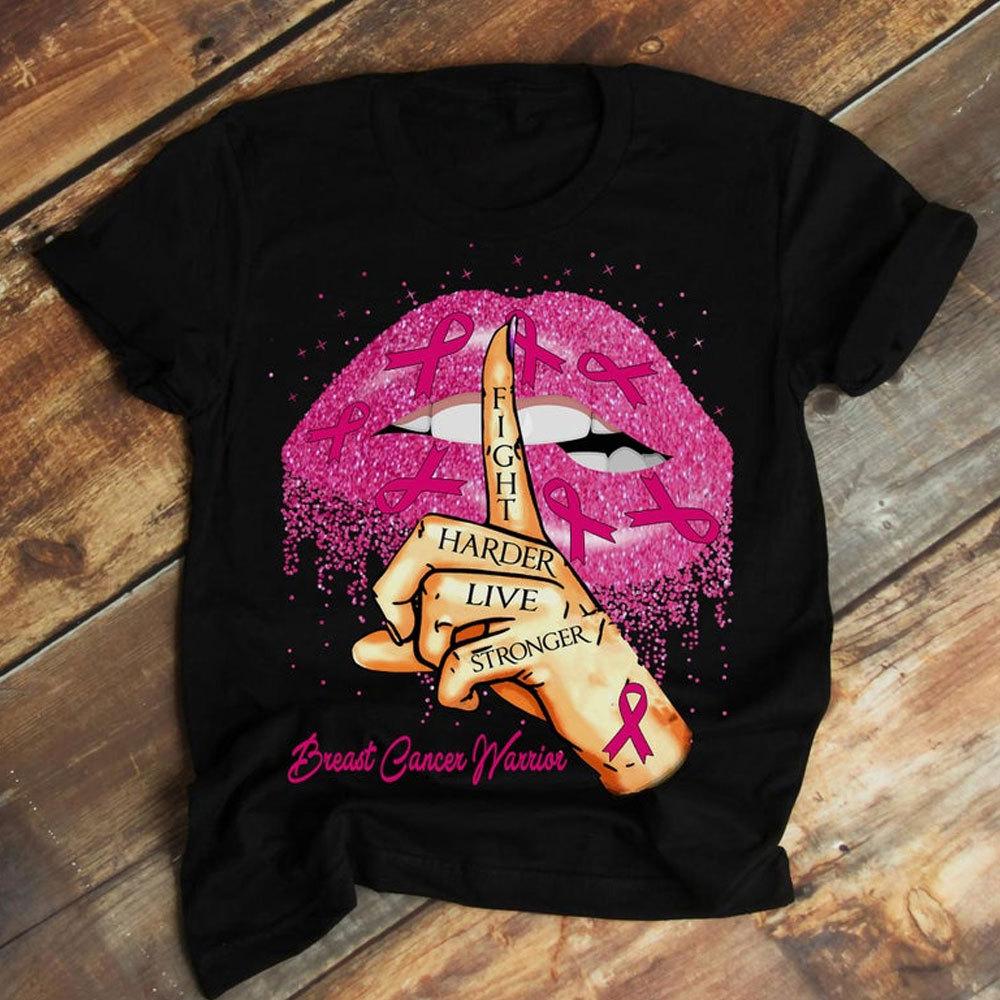 Camisetas contra el cáncer de mama, lucha más duro, vive más fuerte, camiseta de guerrera contra el cáncer de mama