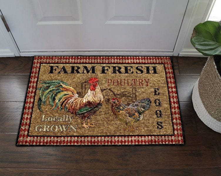 Farm Fresh Chicken Couple Chicken Doormat