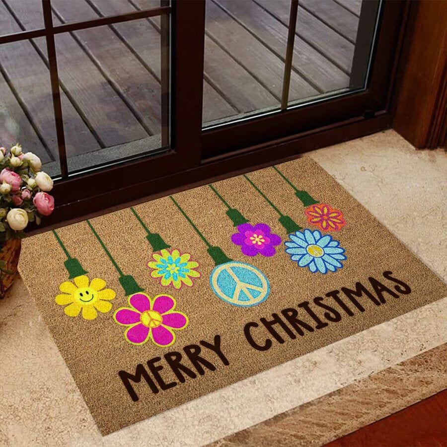 Merry Christmas Hippie Doormat