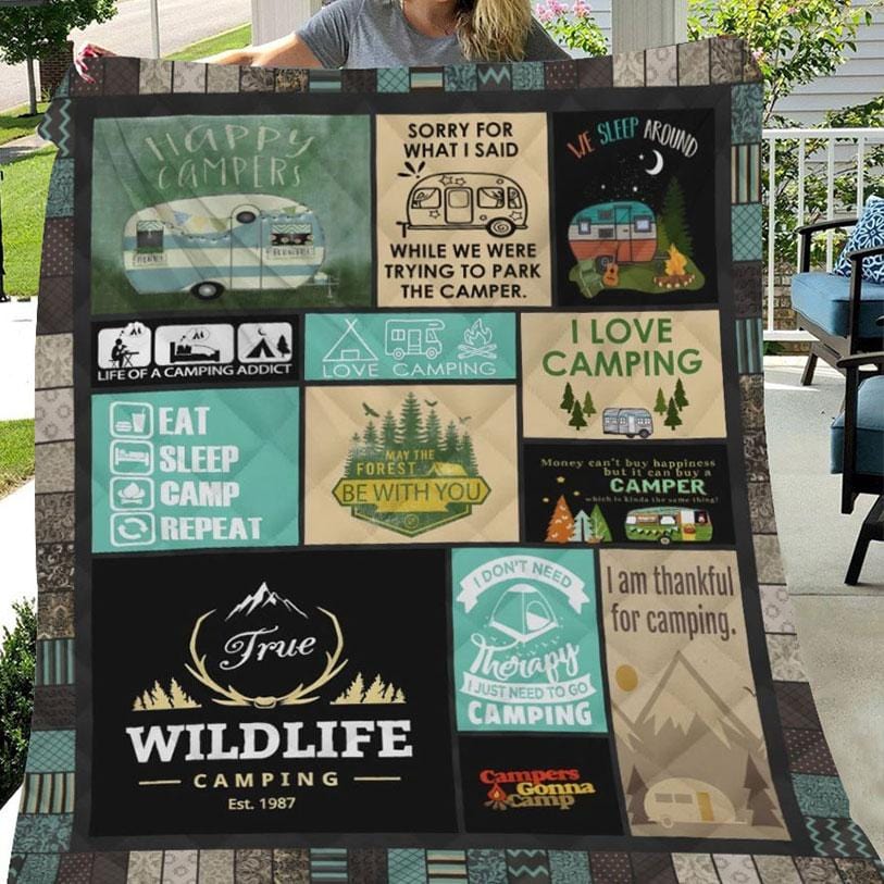 Me encanta acampar, acampar con vida silvestre, mantas de camping de vellón y sherpa