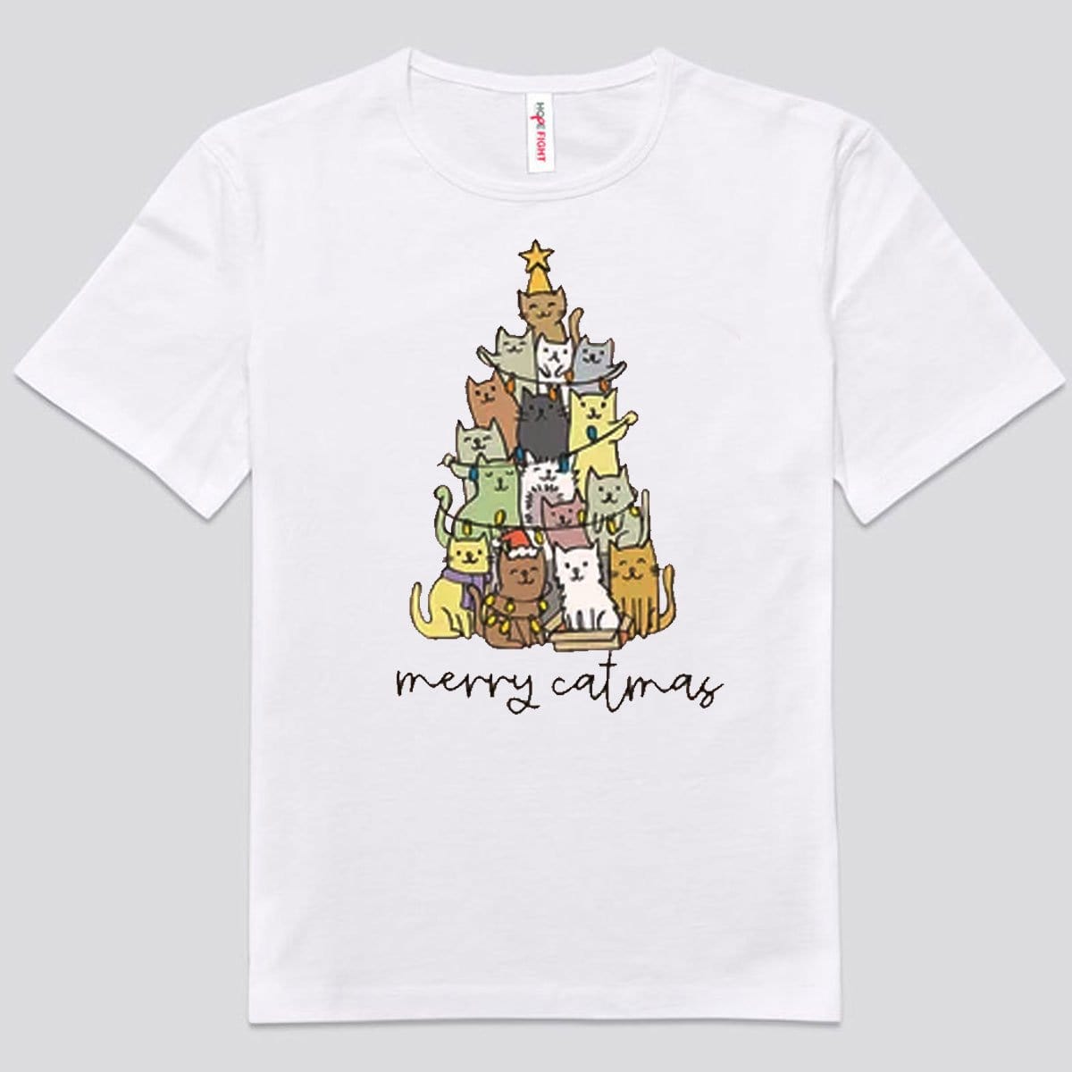 Camiseta navideña con el mensaje Merry Catmas Cat