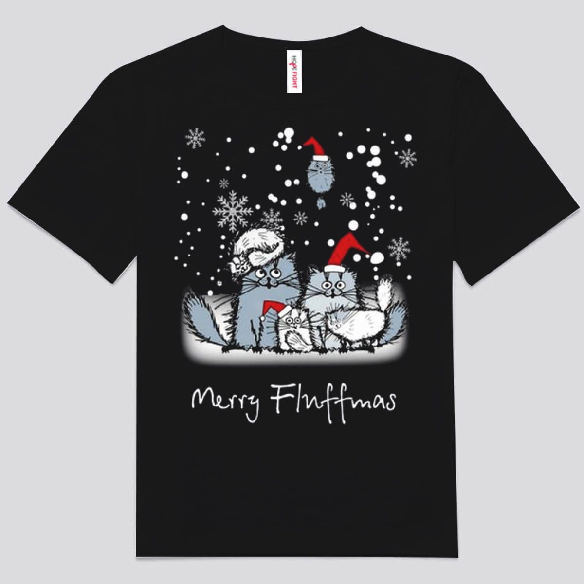 Camisetas navideñas con gatos Merry Fluffmas