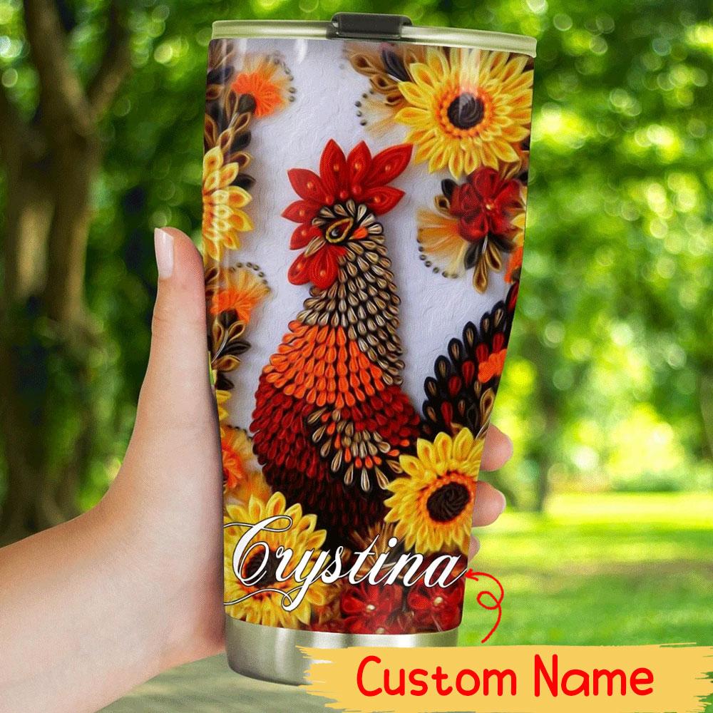 Personalized Sunflower Chicken Tumbler