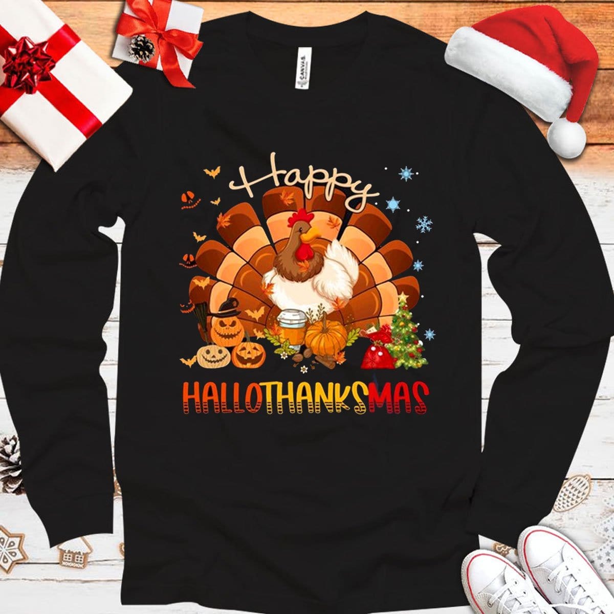 Happy Hallothanksmas Chicken Hoodie, Shirts