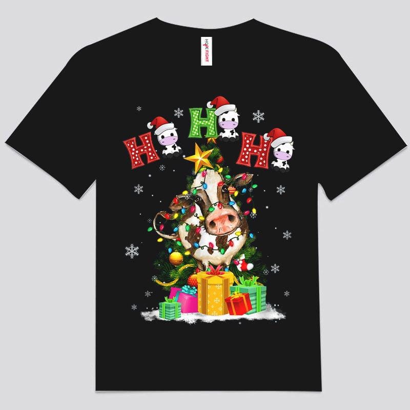 Camisetas navideñas de vaca Ho Ho Ho