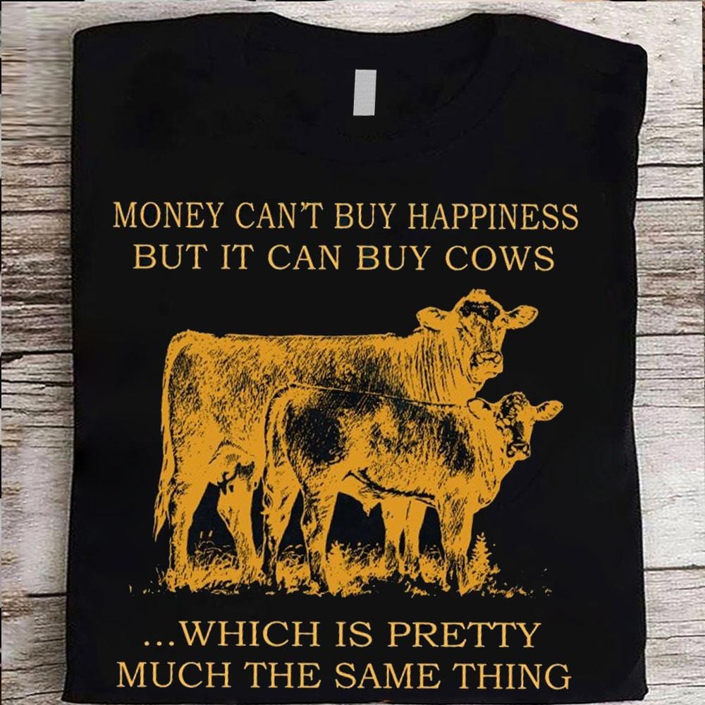 El dinero no puede comprar la felicidad, pero sí puede comprar vacas, camisetas de Gelbvieh Cow