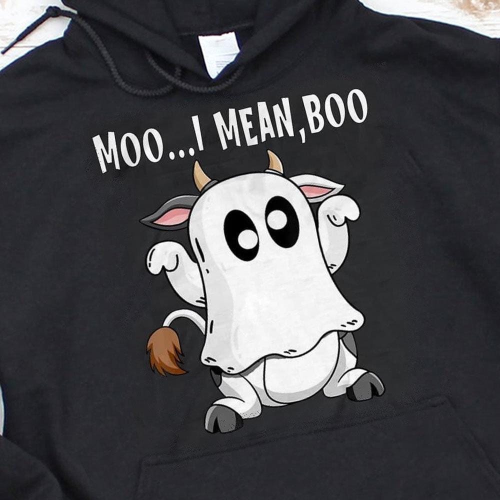 Camisetas de vacas con el mensaje "Moo I Mean Boo"