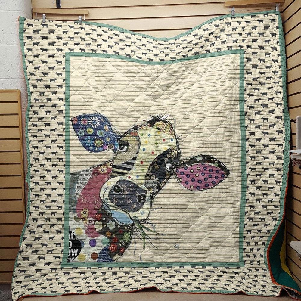 Manta de vellón y sherpa con pintura de vacas