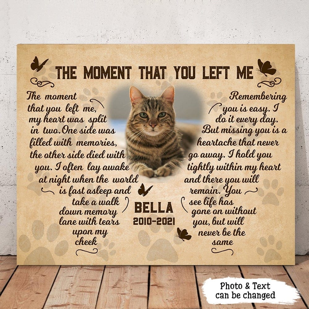 Póster conmemorativo personalizado para mascotas "El momento en que me dejaste", lienzo