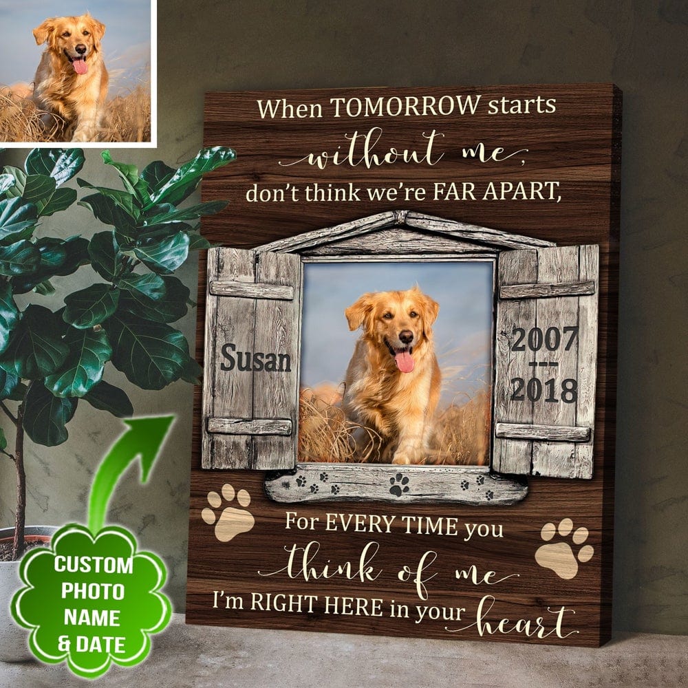 Póster personalizado conmemorativo para mascotas "Cuando el mañana comienza sin mí" en lienzo