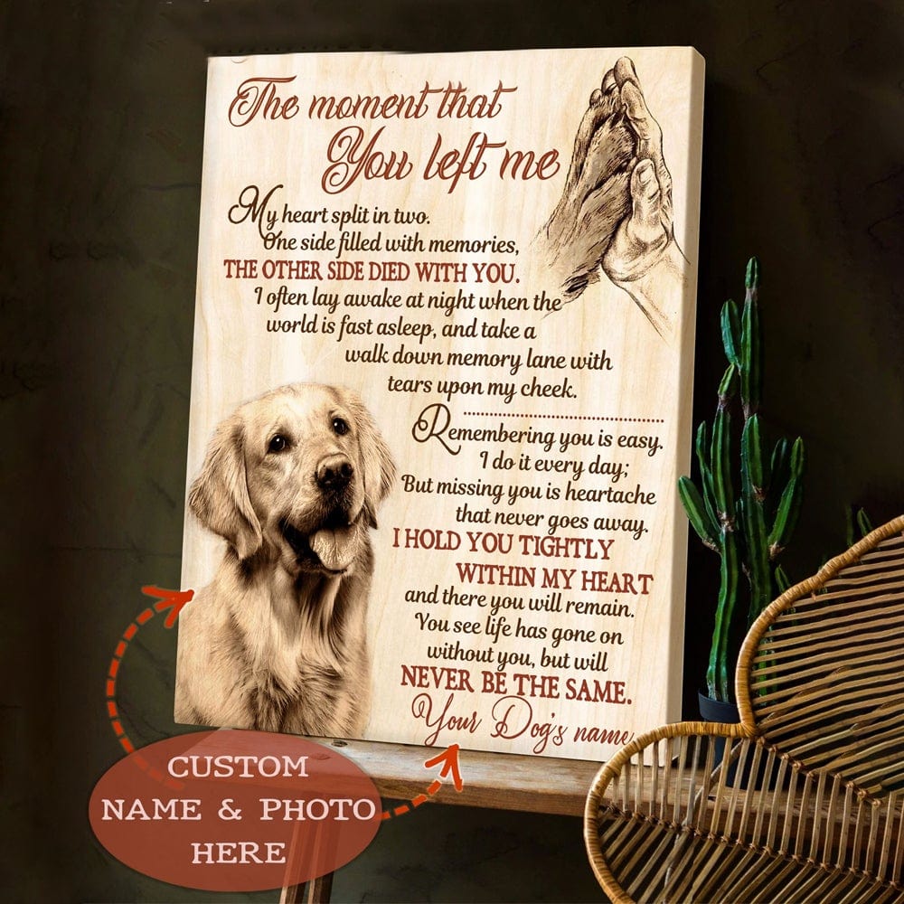 Póster conmemorativo personalizado para mascotas "El momento en que me dejaste", lienzo