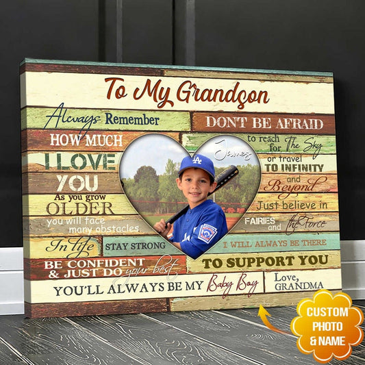 To My Grandson Love From Grandma Personalized Poster, Canvas
