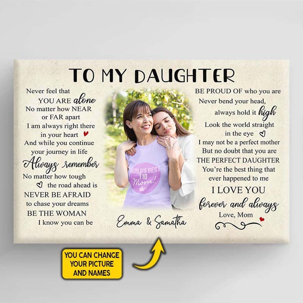 To My Daughter Love From Mom Personalized Poster, Canvas
