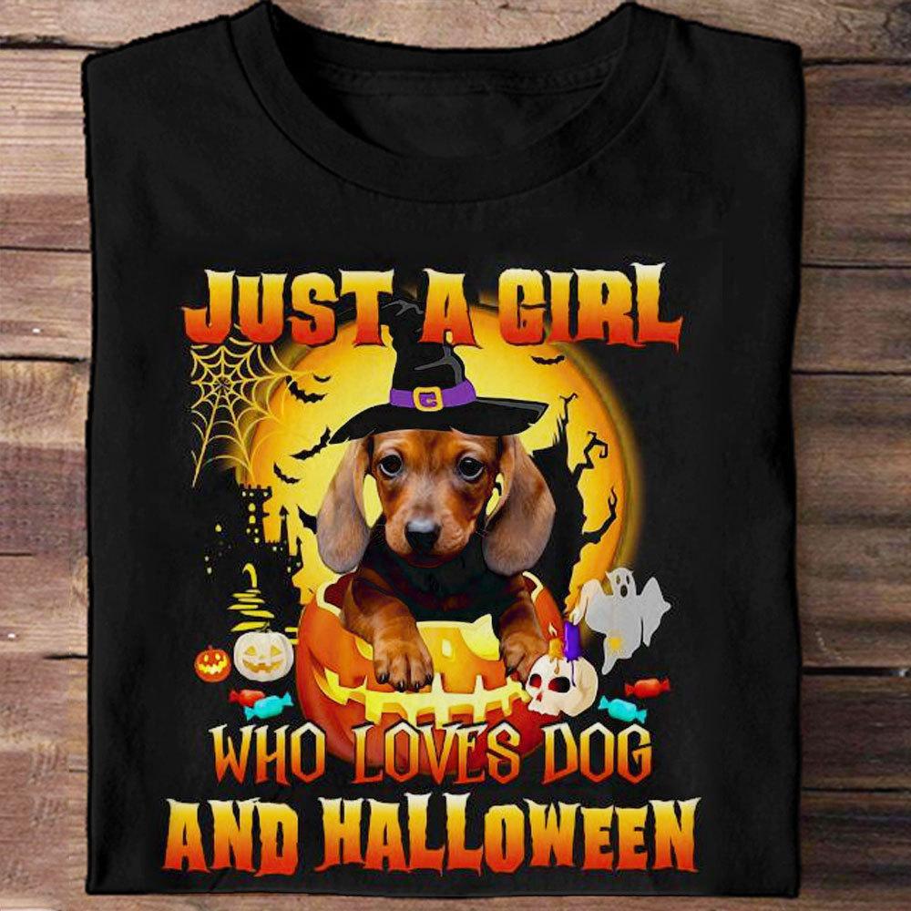 Solo una chica que ama los perros salchichas y las camisetas de Halloween