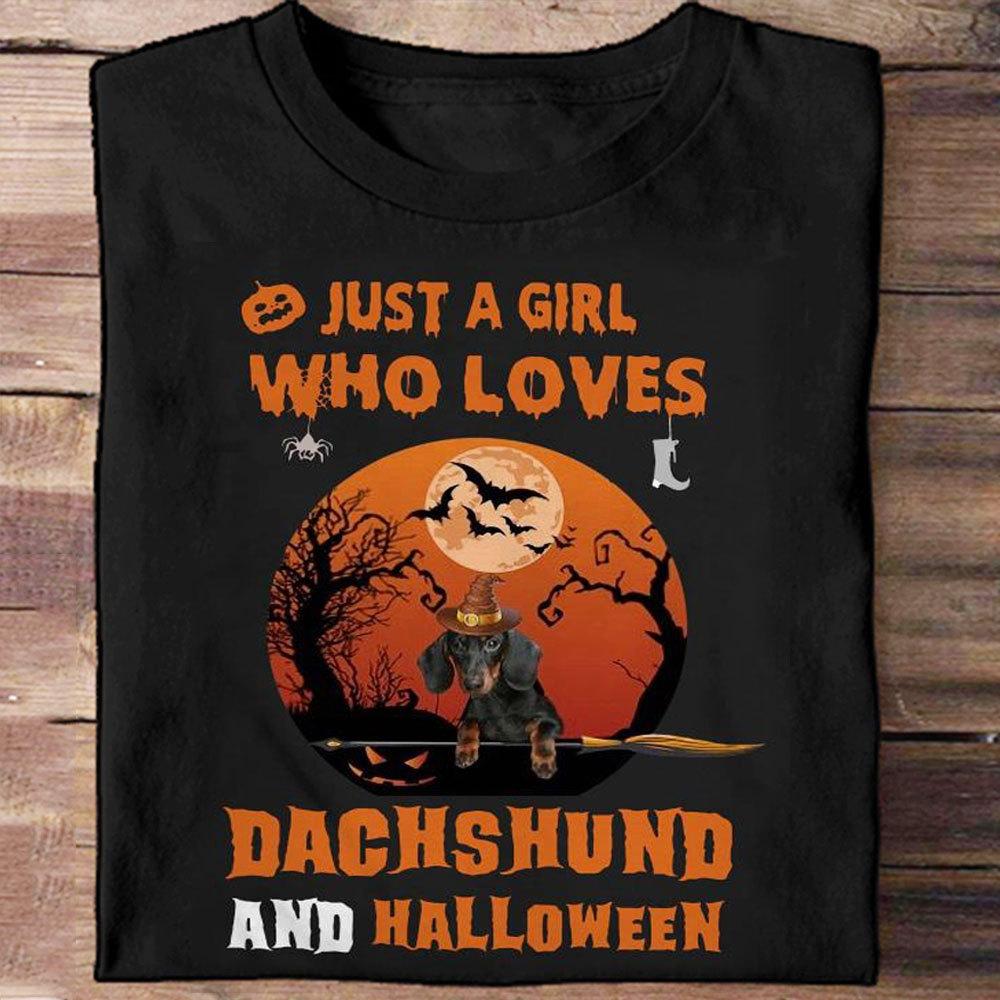 Solo una chica que ama los perros salchichas y las camisetas de Halloween