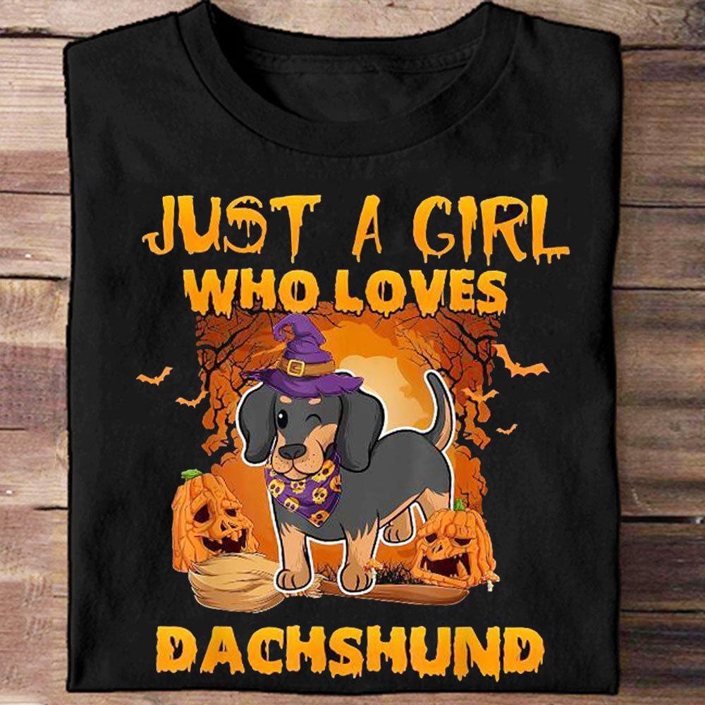 Solo una chica que ama a los perros salchichas, camisetas de Halloween