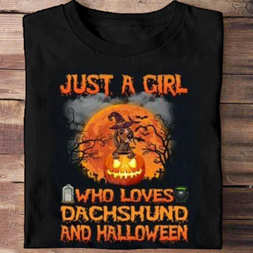 Solo una chica que ama los perros salchichas y las camisetas de Halloween
