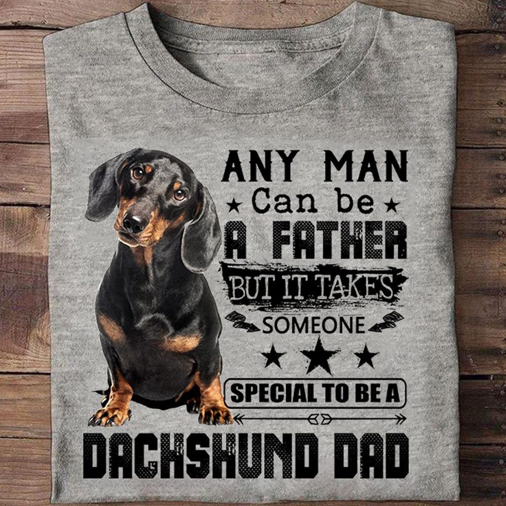 Cualquier hombre puede ser padre, camisetas especiales para ser papá perro salchicha