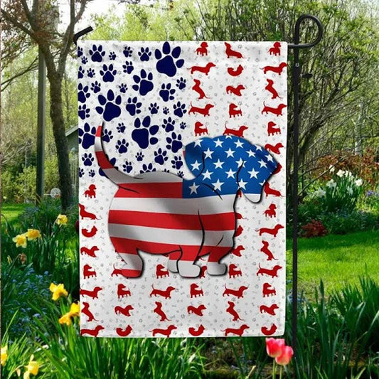 American Dachshund Flag House & Garden