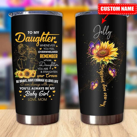 Para mi hija, regalo de mamá, vaso personalizado con girasol