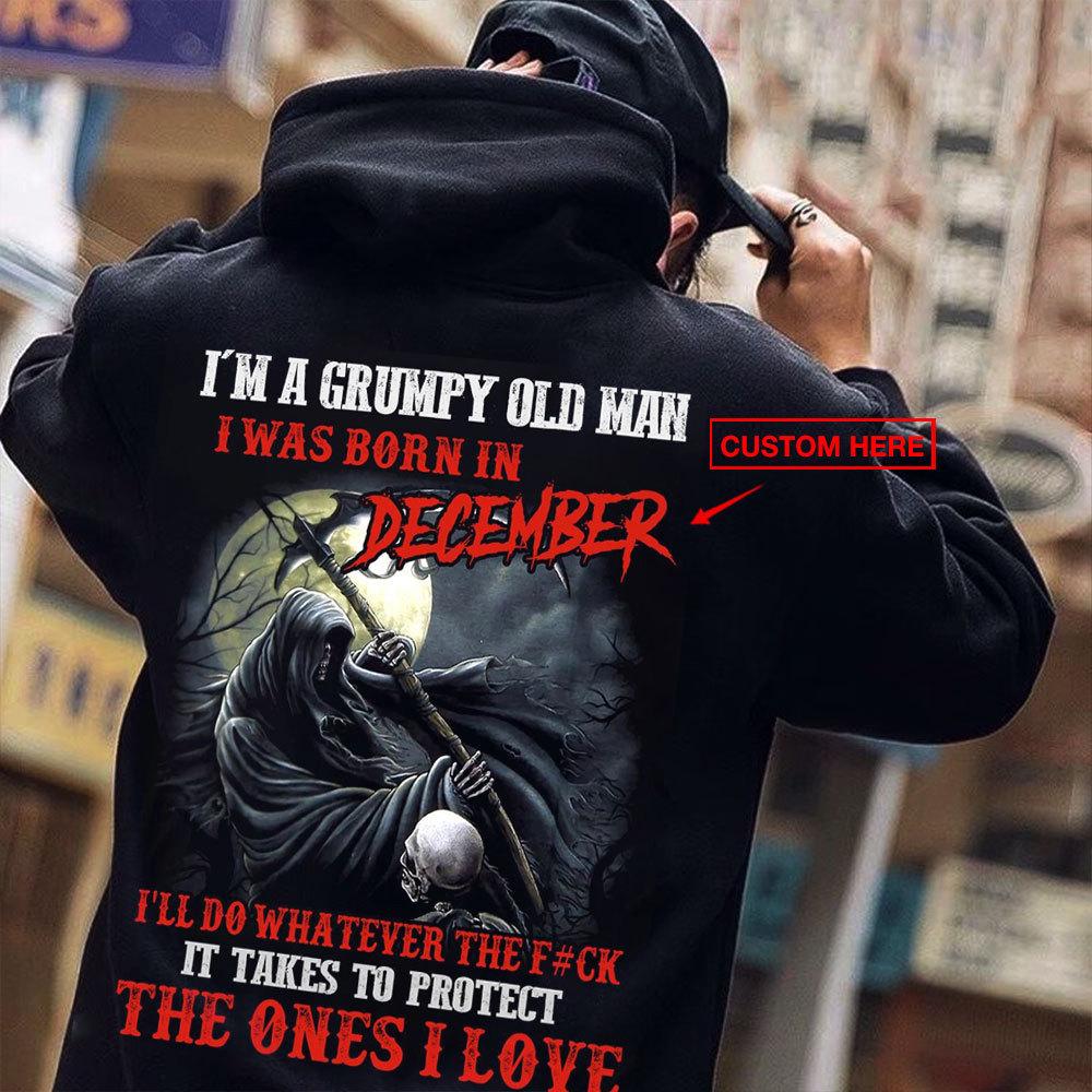 Soy un viejo gruñón. Nací en diciembre. Camisetas de cumpleaños personalizadas.