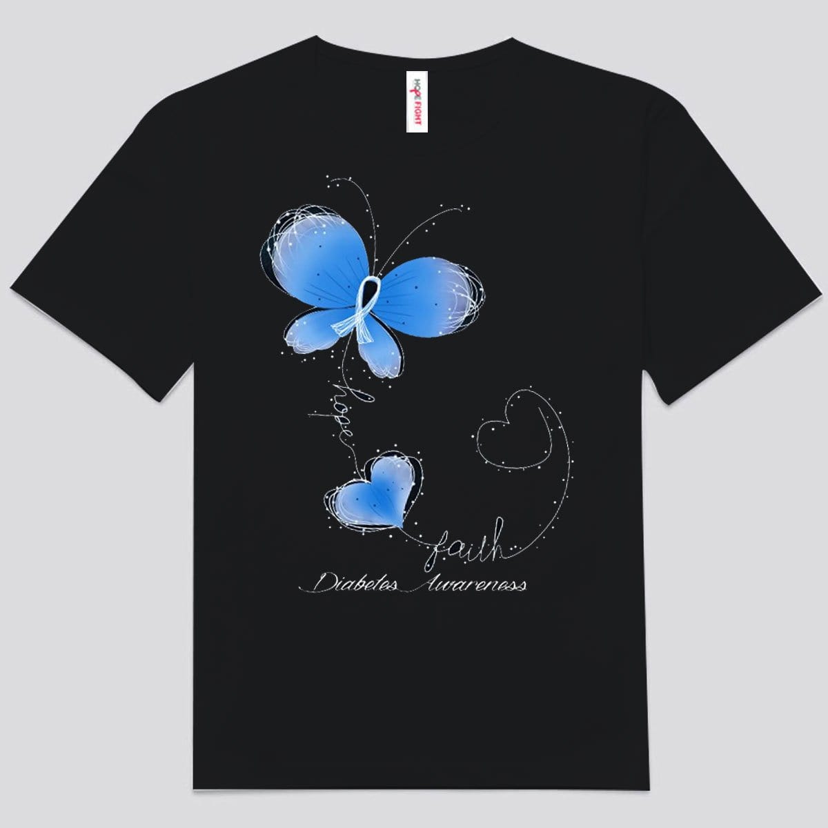 Faith Hope Love Butterfly Diabetes Shirts