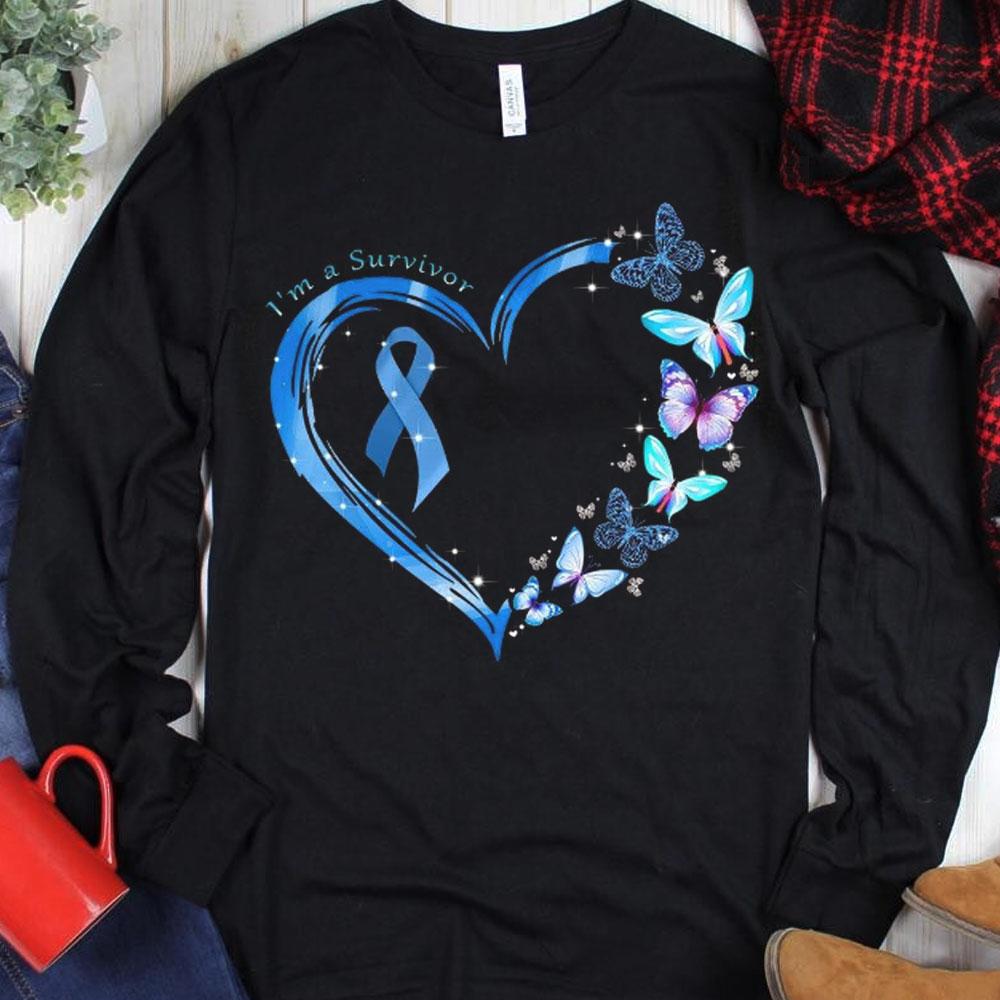 I'm A Survivor With Butterfly Heart Ribbon Diabetes Hoodie, Shirt