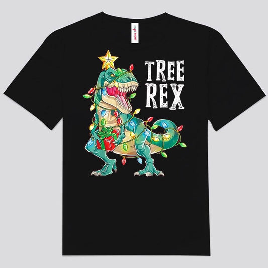 Camisetas navideñas con el dinosaurio Tree Rex