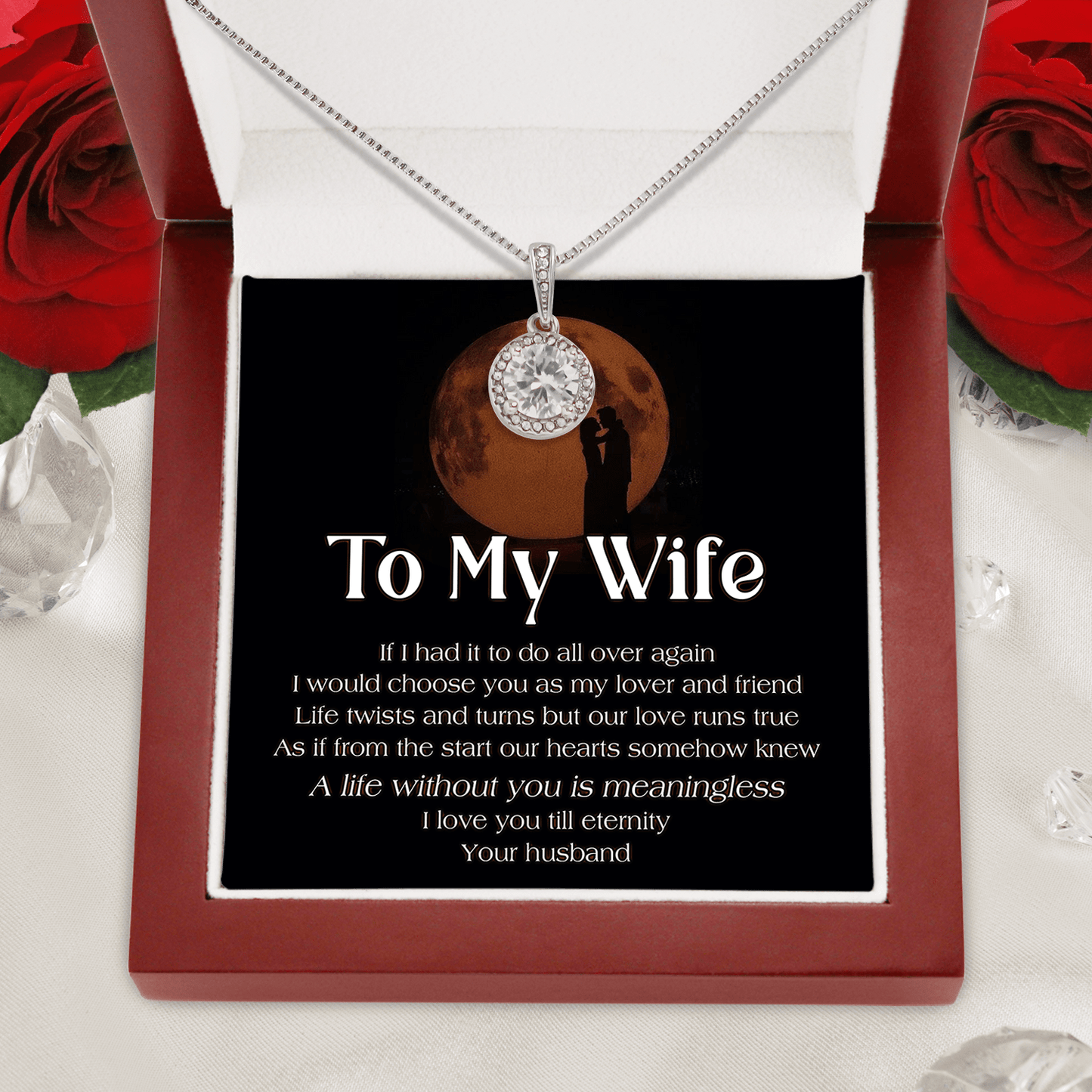 Collar para mi esposa: una vida sin ti no tiene sentido. Te amo hasta la eternidad. De tu amado esposo.