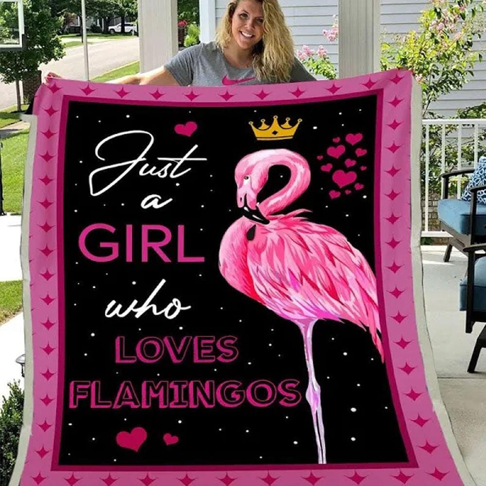 Just A Girl Who Loves Flamingos, Flamingo Blanket Fleece & Sherpa