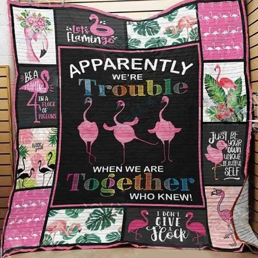 Apparently We're Trouble When We Are Together Who Knew, Flamingo Blanket Fleece & Sherpa