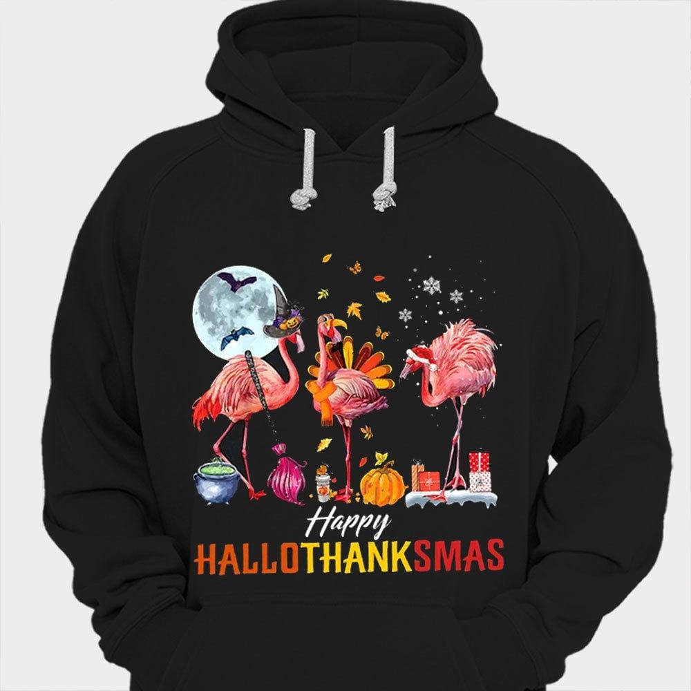 Camisetas con flamencos de Feliz Hallothanksmas