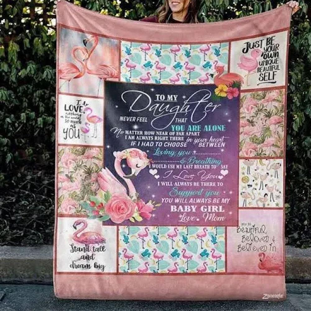 To My Daughter Love From Mom, Flamingo Blanket Fleece & Sherpa