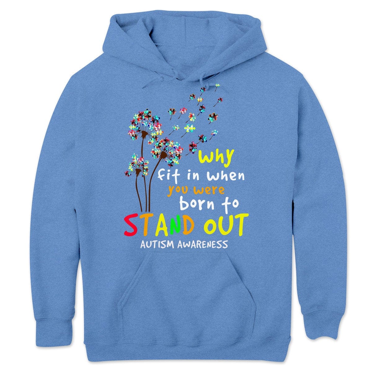 Por qué encajar cuando naciste para destacar, pieza de rompecabezas azul, diente de león, camiseta de concienciación sobre el autismo