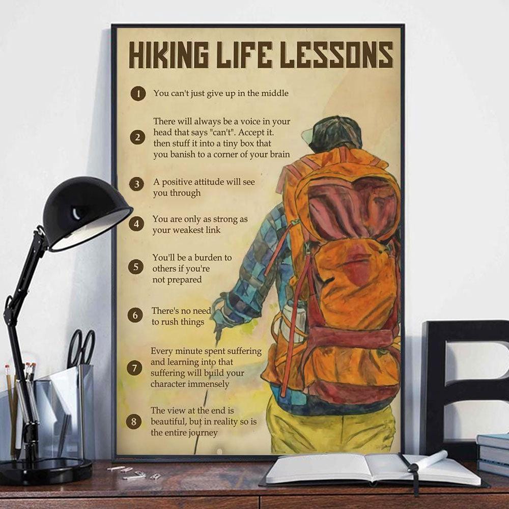 Póster de lecciones de vida sobre senderismo, lienzo