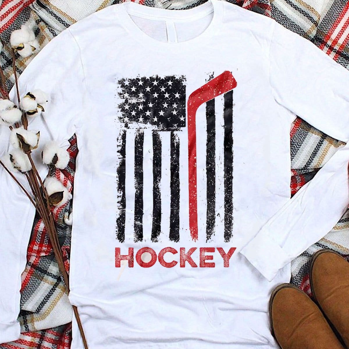 Sudadera con capucha y camisetas de hockey con la bandera estadounidense