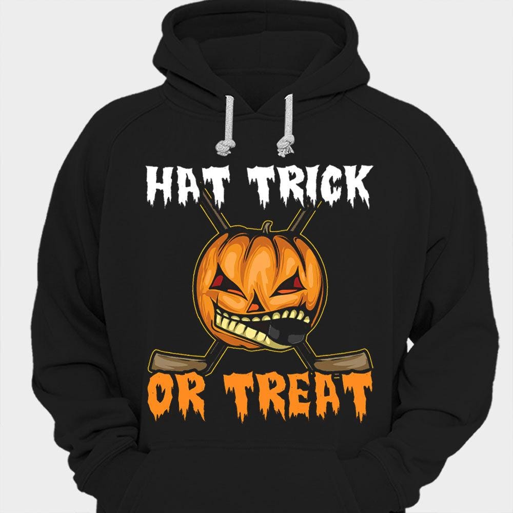 Camiseta de hockey de Halloween con sombrero de truco o trato