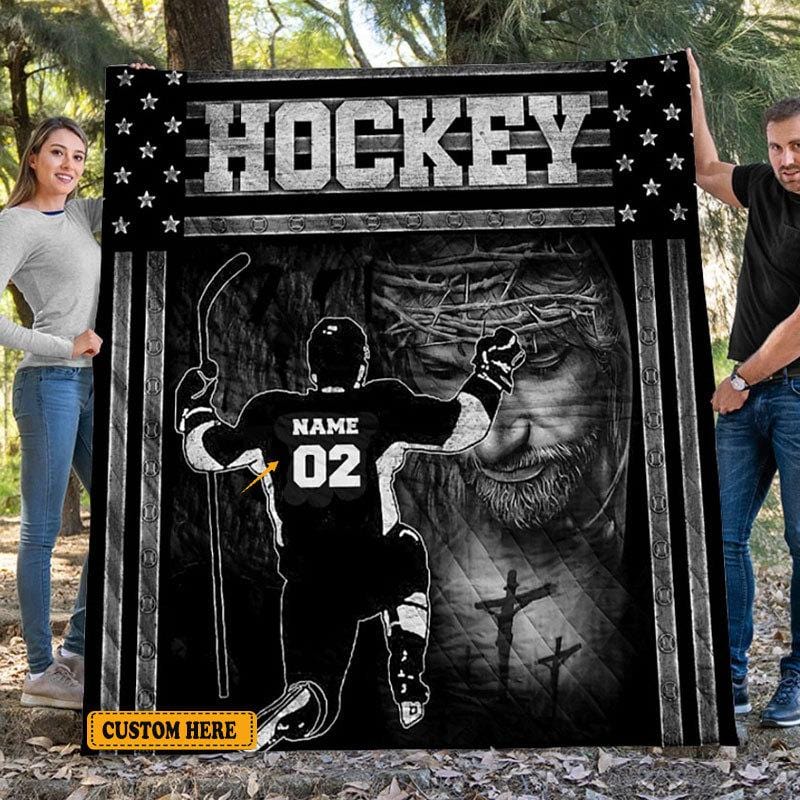 Personalized Hockey Blanket Fleece & Sherpa