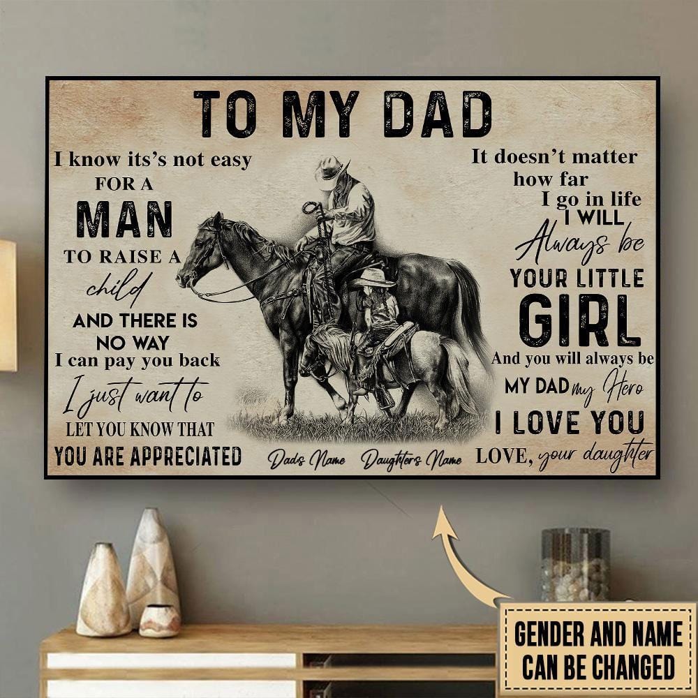 Para mi papá, con amor de parte de mi hija, póster de caballo personalizado, lienzo